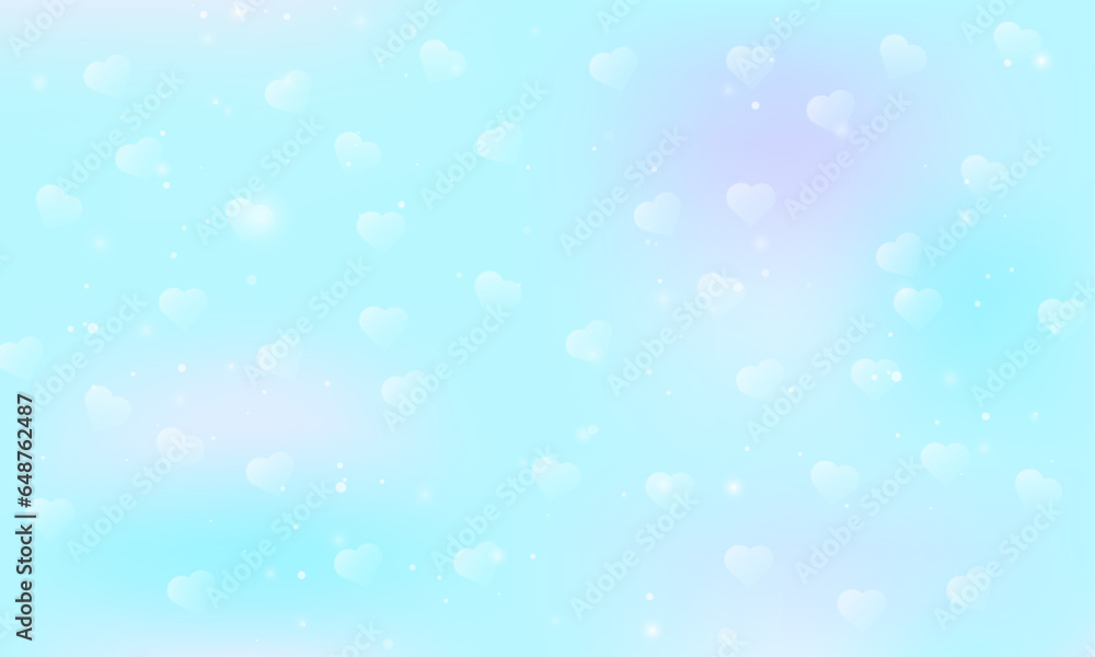 Vector fantasy valentine background. pattern in pastel colors. blue sky with stars and hearts