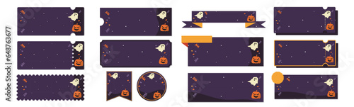 ハロウィンセールに使えるカボチャとオバケのクーポンベクターアイコンデザインセット（枠のみ）