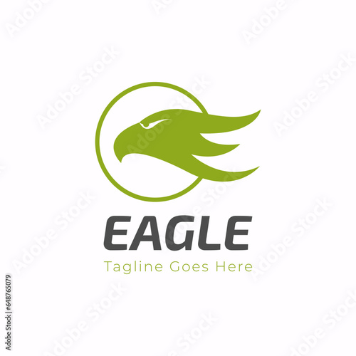 E letter Head eagle with circle logo design. vector