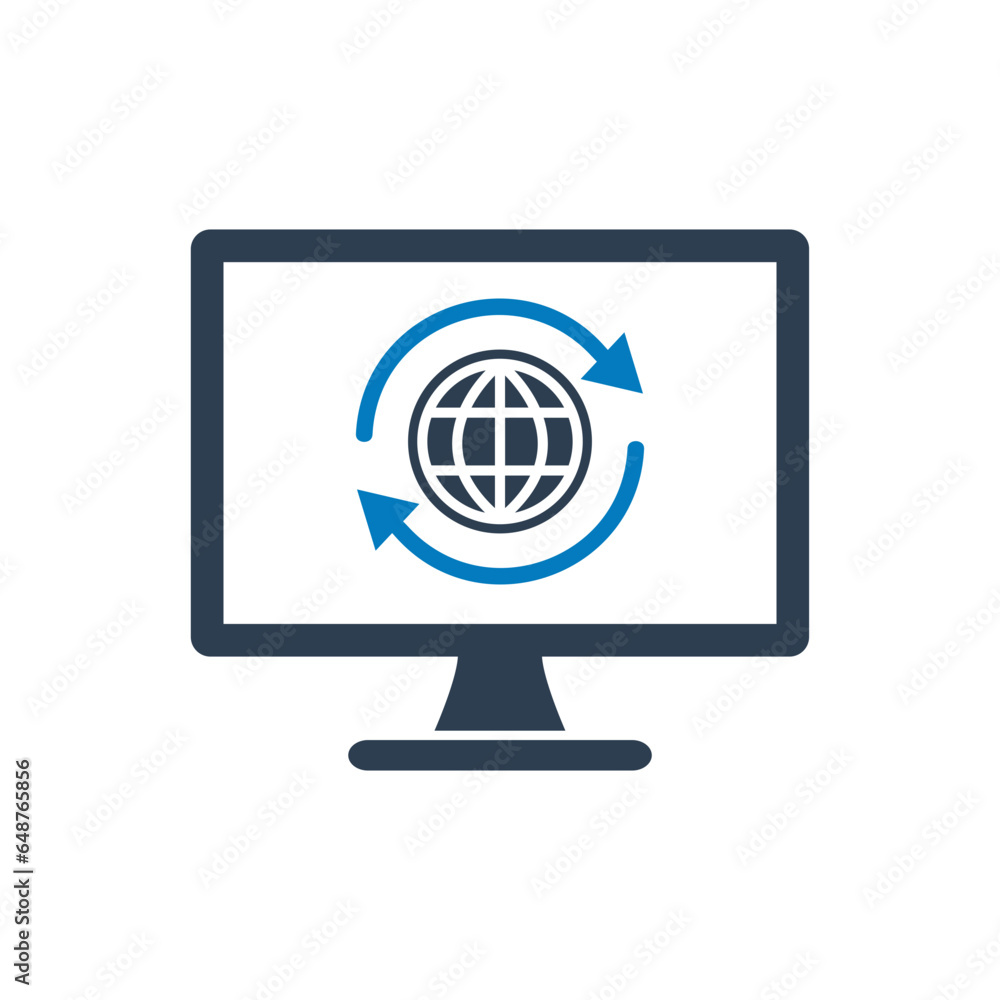 Internet Connection Icon. With Laptop, PC and Globe Symbols. Editable Flat Vector Illustration. Internet Connection Icon. With Laptop, PC and Globe Symbols. Editable Flat Vector Illustration.