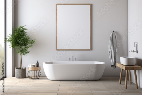 Modern Aesthetic Bathroom Interior Design Created with Generative AI