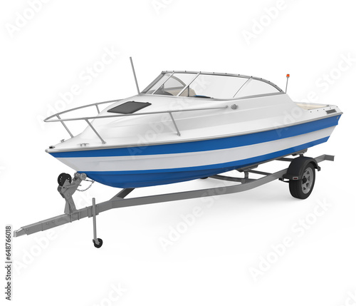 Speedboat on the Trailer Isolated