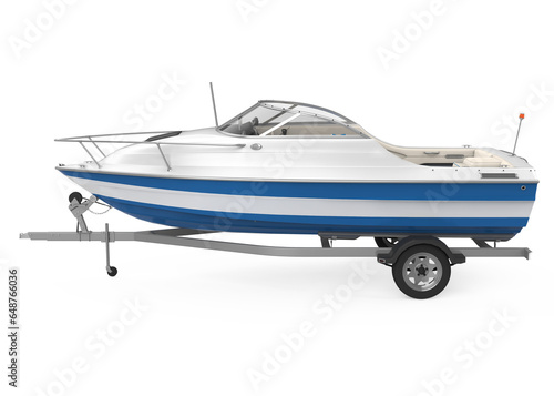 Speedboat on the Trailer Isolated