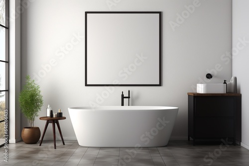 Modern Aesthetic Bathroom Interior Design Created with Generative AI