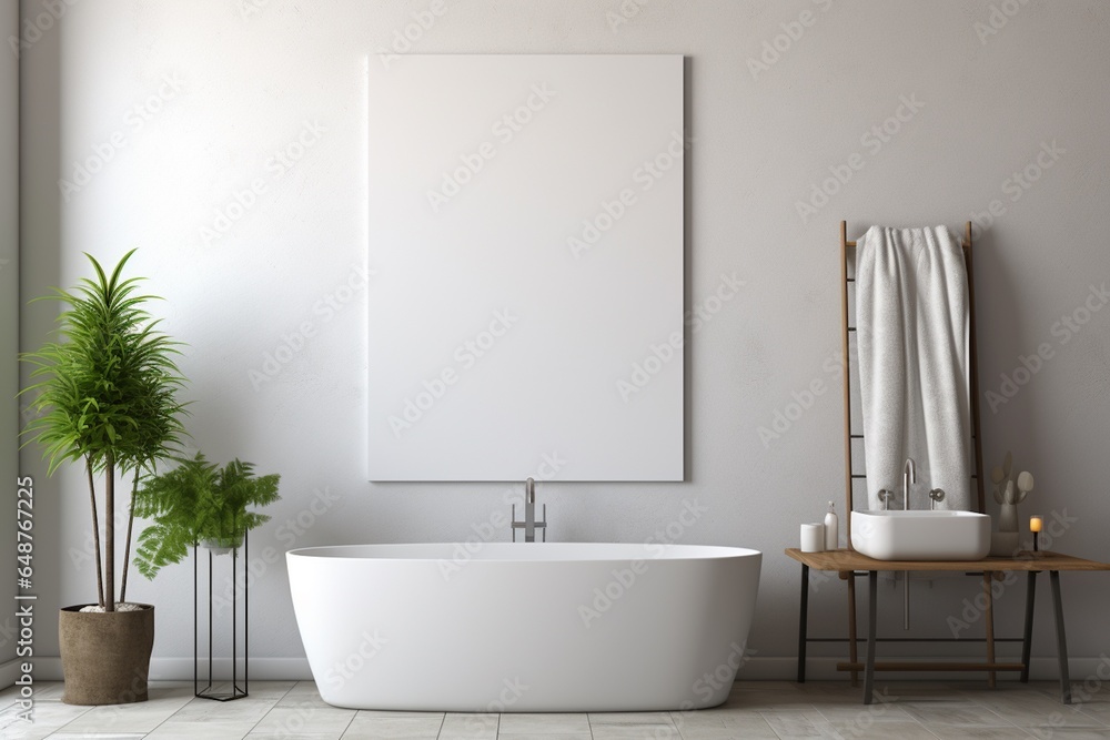 Fototapeta premium Modern Aesthetic Bathroom Interior Design Created with Generative AI