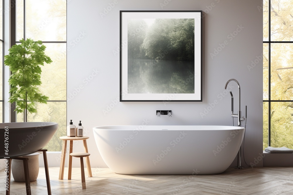 Modern Aesthetic Bathroom Interior Design Created with Generative AI Modern Aesthetic Bathroom Interior Design Created with Generative AI