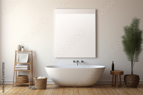 Modern Aesthetic Bathroom Interior Design Created with Generative AI