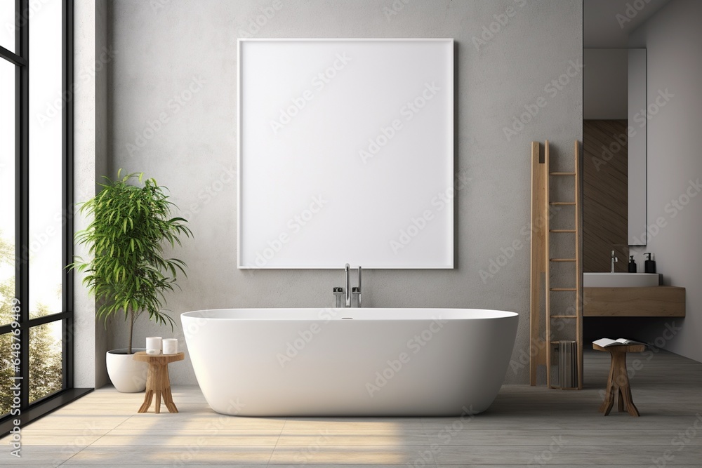 Modern Aesthetic Bathroom Interior Design Created with Generative AI Modern Aesthetic Bathroom Interior Design Created with Generative AI