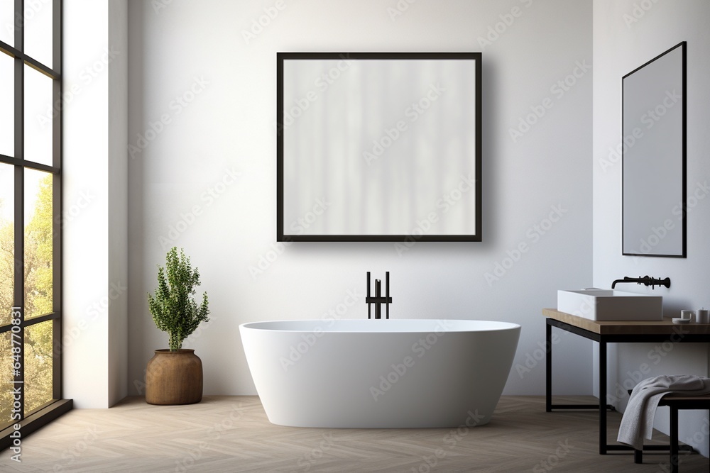 Fototapeta premium Modern Aesthetic Bathroom Interior Design Created with Generative AI
