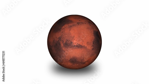 Planet mars isolated on white background. 3d realistic photo.