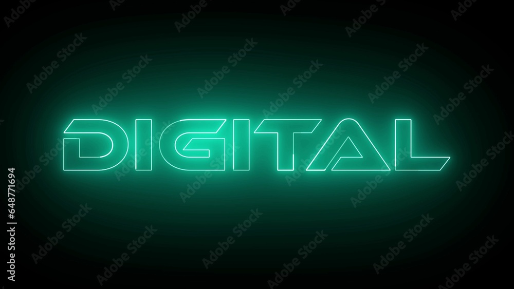Cyan color neon digital icon isolated on black background.