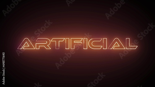 Neon glowing Artificial red color icon on black background.