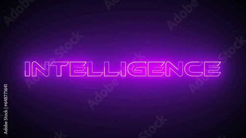 Abstract neon glowing purple color Intelligence icon isolated on black background.