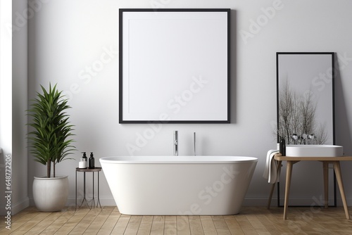 Modern Aesthetic Bathroom Interior Design Created with Generative AI