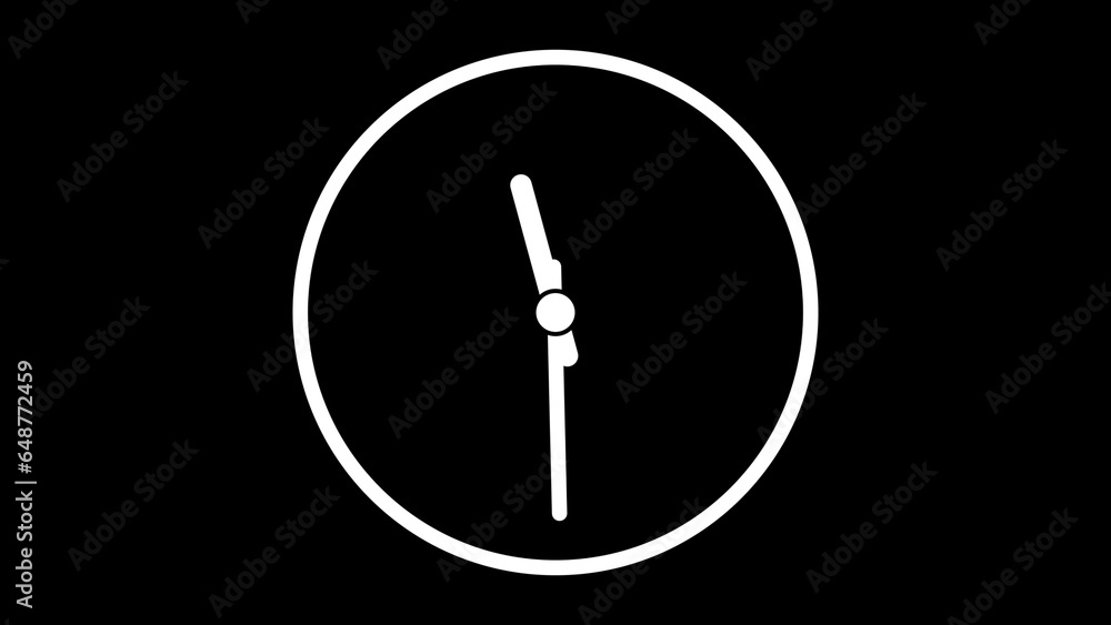 Beautiful 2d flat clock with gradient cyan background. Black and white ...