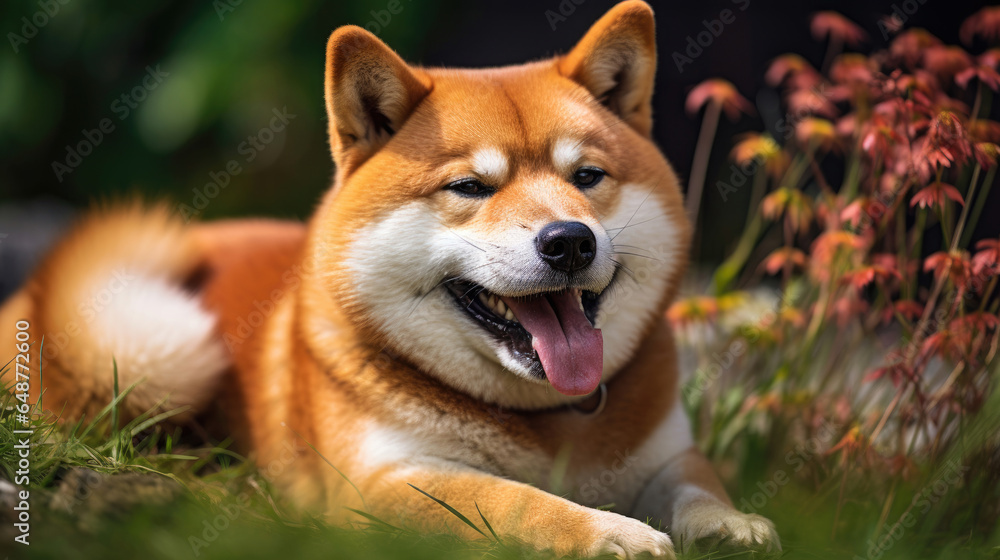 Red-haired shiba inu dog