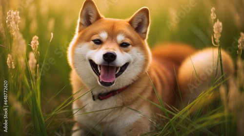 Red-haired shiba inu dog