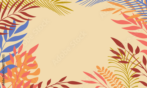 empty frame colorful autumn leaves hand drawn