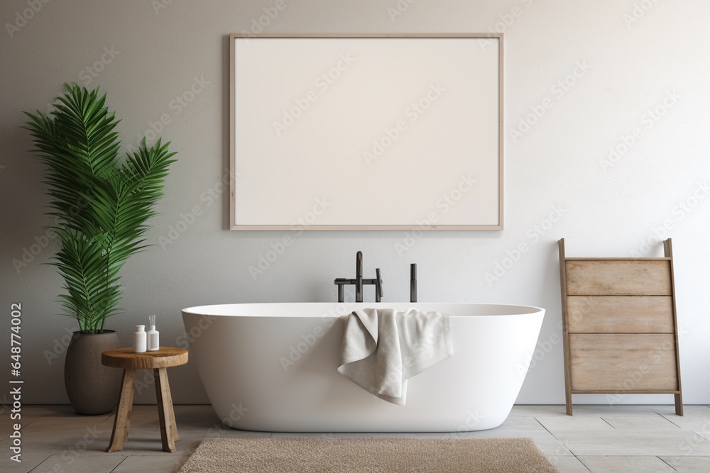 Fototapeta premium Modern Aesthetic Bathroom Interior Design Created with Generative AI