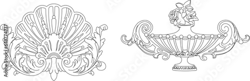 Vector sketch illustration of floral classic logo icon ornament design for completeness of the image