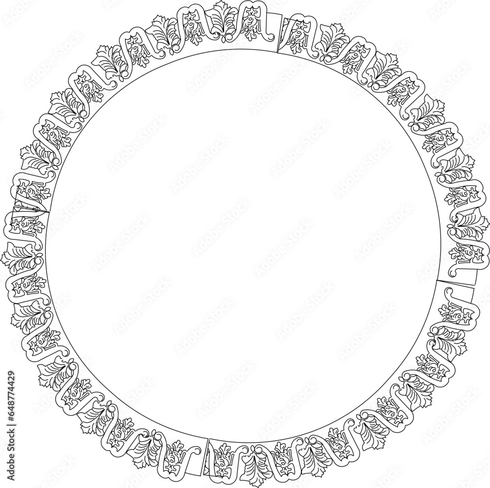 Vector sketch illustration of classical ethnic ornament design or Greek Roman Doric circle frame decoration Vector sketch illustration of classical ethnic ornament design or Greek Roman Doric circle frame decoration