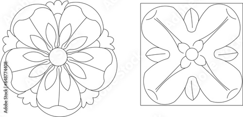 Vector sketch illustration of classic ethnic floral ornament design for completeness of the image