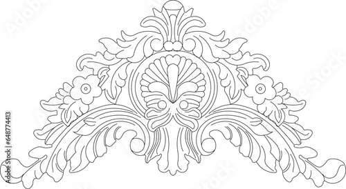 Vector sketch illustration of classic ethnic floral ornament design for completeness of the image