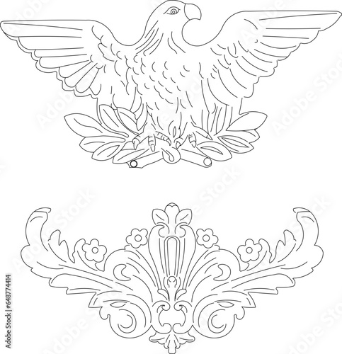 Vector sketch illustration of classic ethnic floral ornament design for completeness of the image