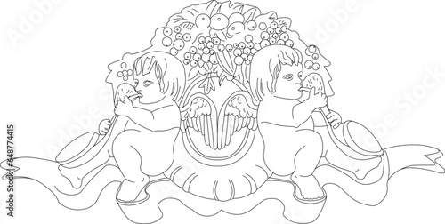 Vector sketch illustration of classic ethnic floral ornament design for completeness of the image