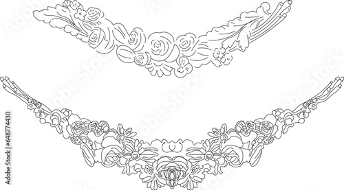 Vector sketch illustration of classic ethnic floral ornament design for completeness of the image