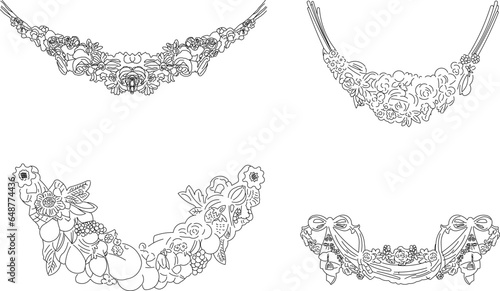 Vector sketch illustration of classic ethnic floral ornament design for completeness of the image