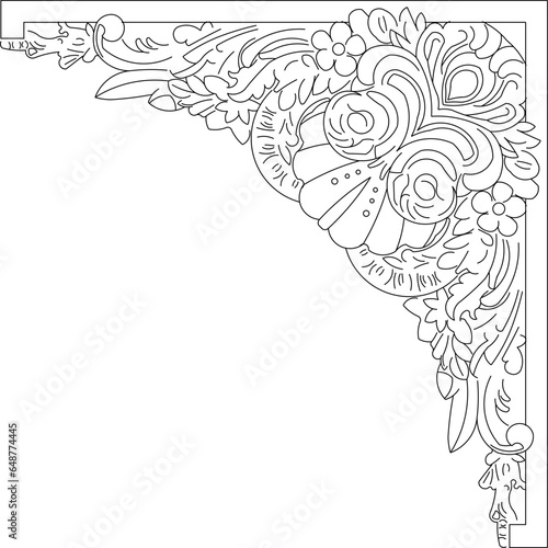 Vector sketch illustration of classic floral corner ornament design for completeness of the image