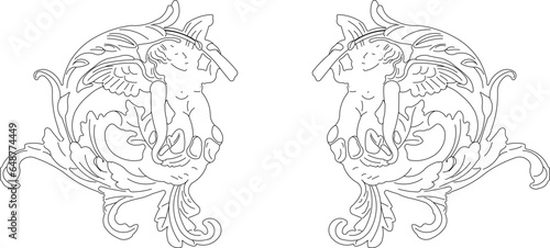 Vector sketch illustration of classic floral ornament design for completeness of the image