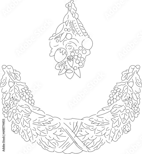 Vector sketch illustration of classic floral ornament design for completeness of the image