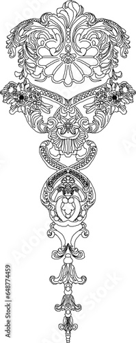 Vector sketch illustration of classic floral ornament design for completeness of the image