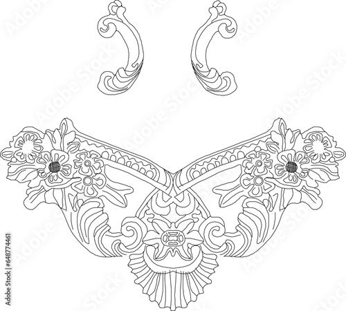 Vector sketch illustration of classic floral ornament design for completeness of the image