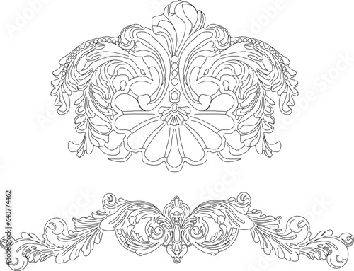Vector sketch illustration of classic floral ornament design for completeness of the image