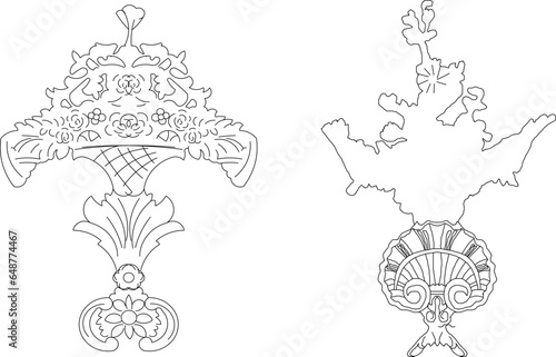 Vector sketch illustration of classic floral ornament design for completeness of the image