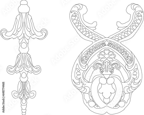 Vector sketch illustration of classic floral ornament design for completeness of the image