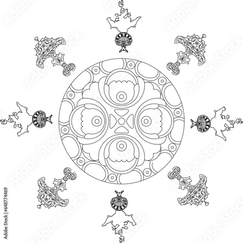 Vector sketch illustration of classic floral ornament design for completeness of the image