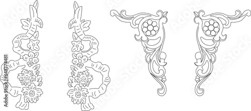 Vector sketch illustration of classic floral ornament design for completeness of the image