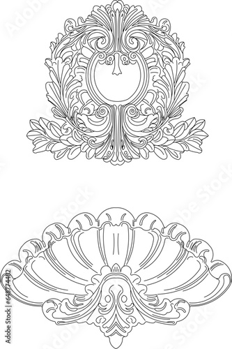 Vector sketch illustration of floral classic logo icon ornament design for completeness of the image