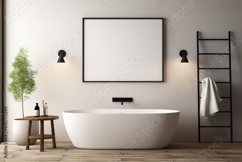 Modern Aesthetic Bathroom Interior Design Created with Generative AI