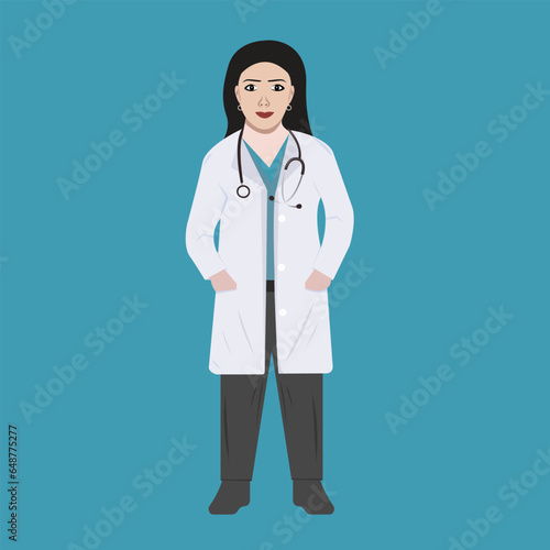 Medical concept of Professional Woman Doctor in white coat with stethoscope