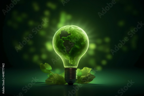 renewable energy light bulb with green energy, Earth Day or environment protection Hands protect forests that grow on the ground and help save the world, solar panels