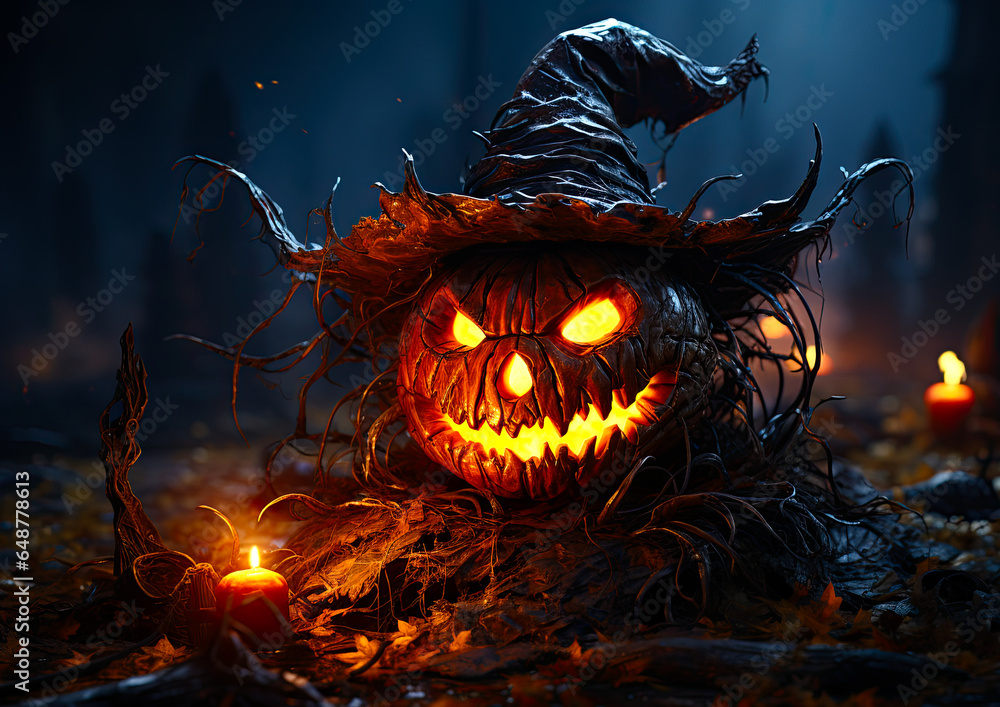 scary halloween pumpkin . generative ai
scary halloween pumpkin . generative ai