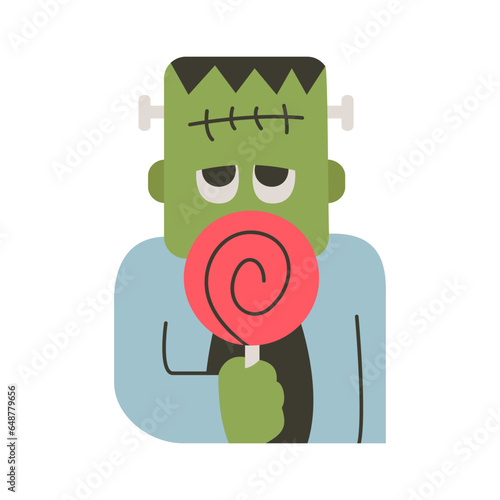 frankenstrein halloween lollipop cute cartoon flat color
