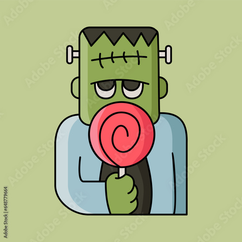 frankenstrein halloween lollipop cute cartoon colored
