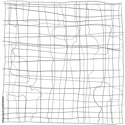 Fishing net with stretched threads