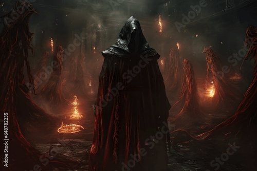 A terrifying image of a dark lord surrounded. Generated AI